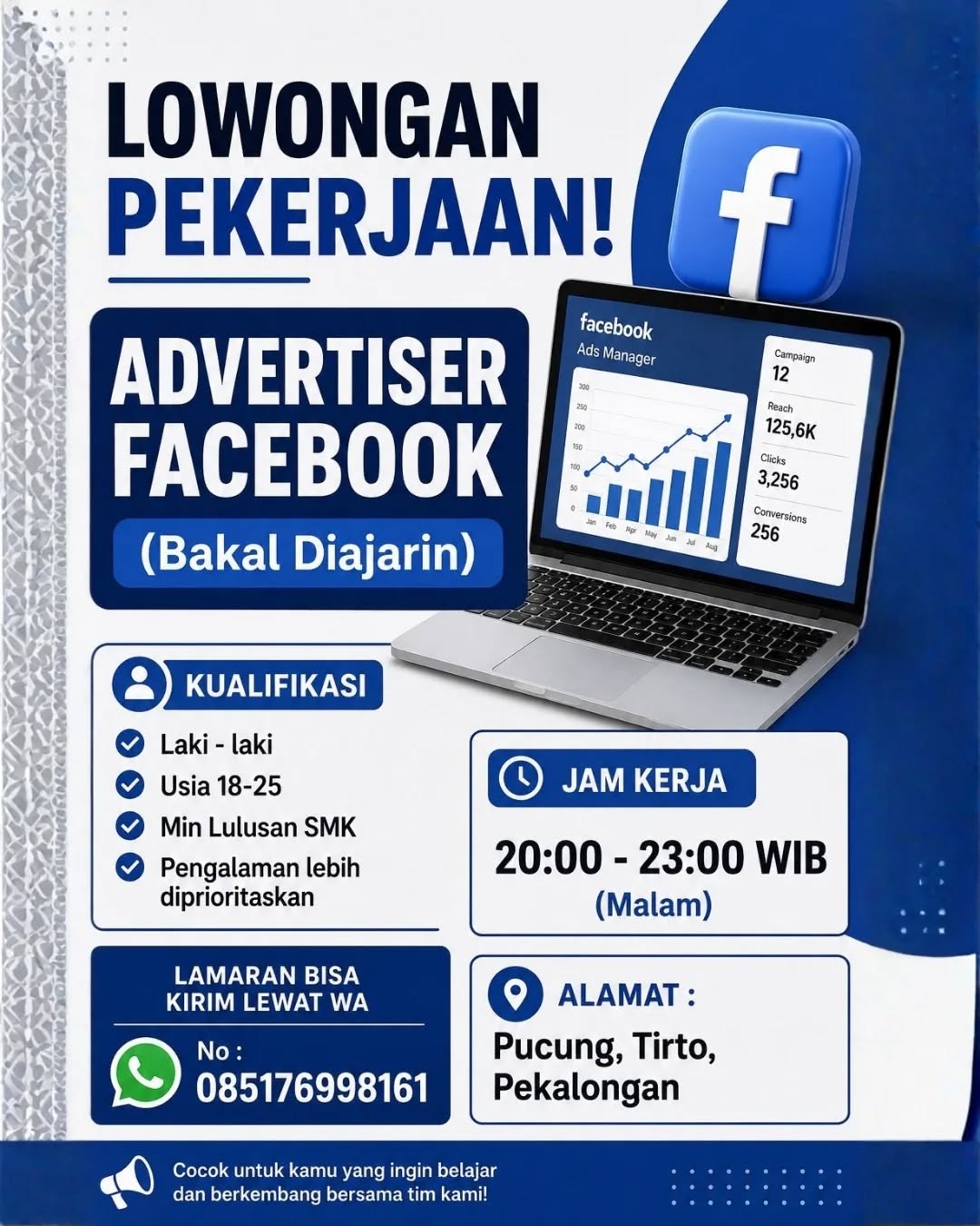 Poster lowongan Advertiser Facebook