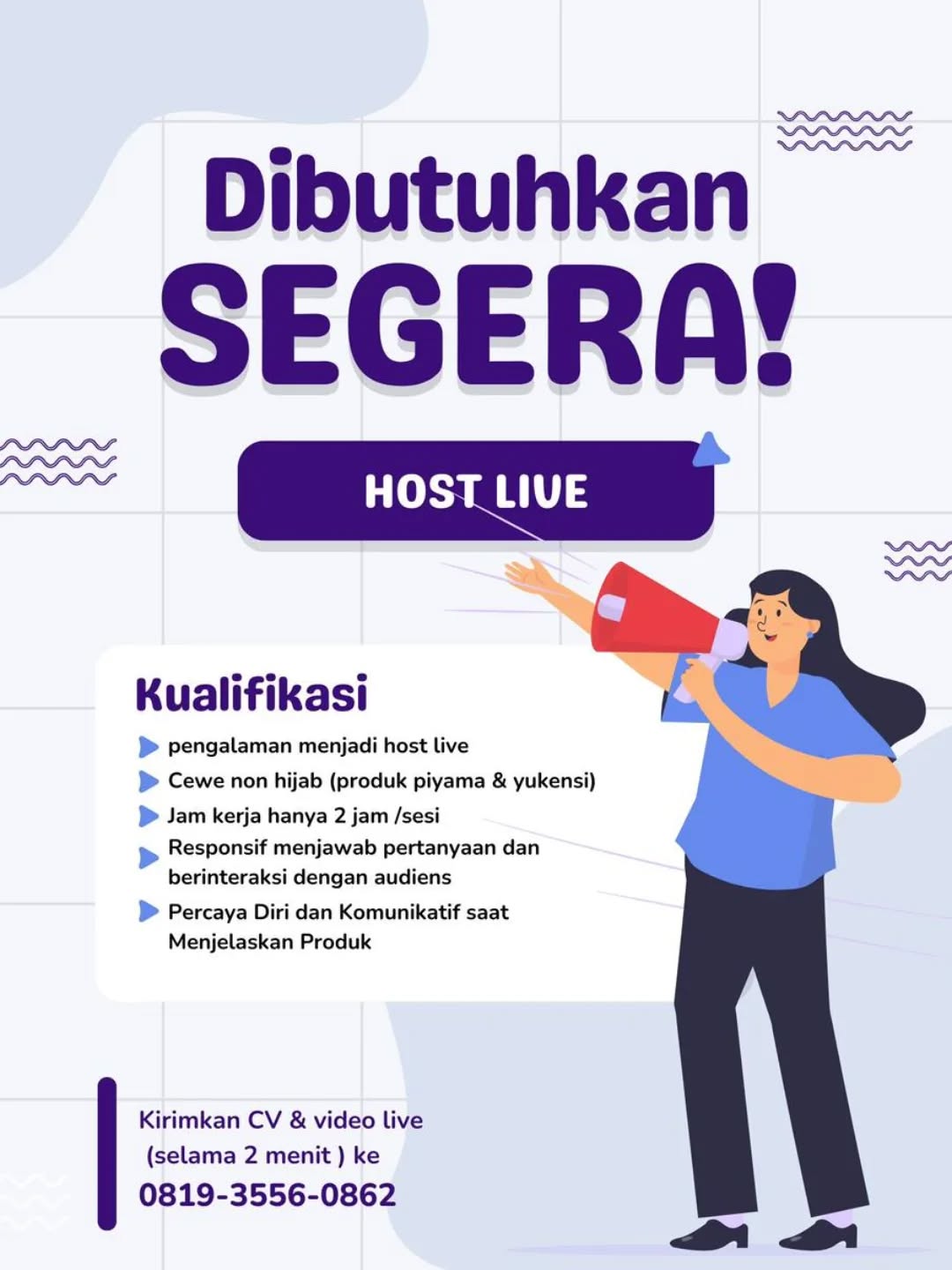 Poster lowongan Host Live