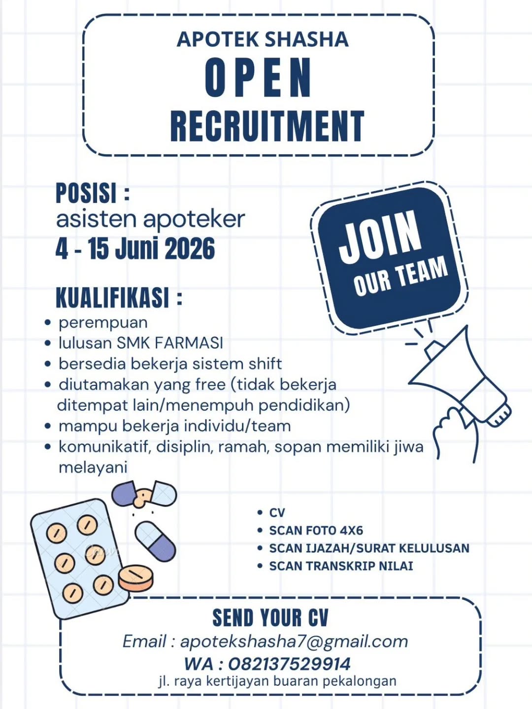 Poster lowongan Asisten Apoteker