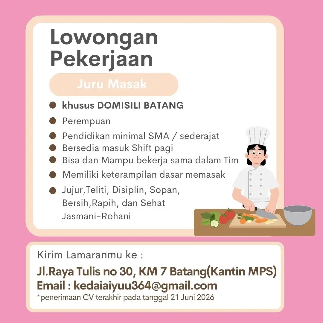 Poster lowongan Juru Masak