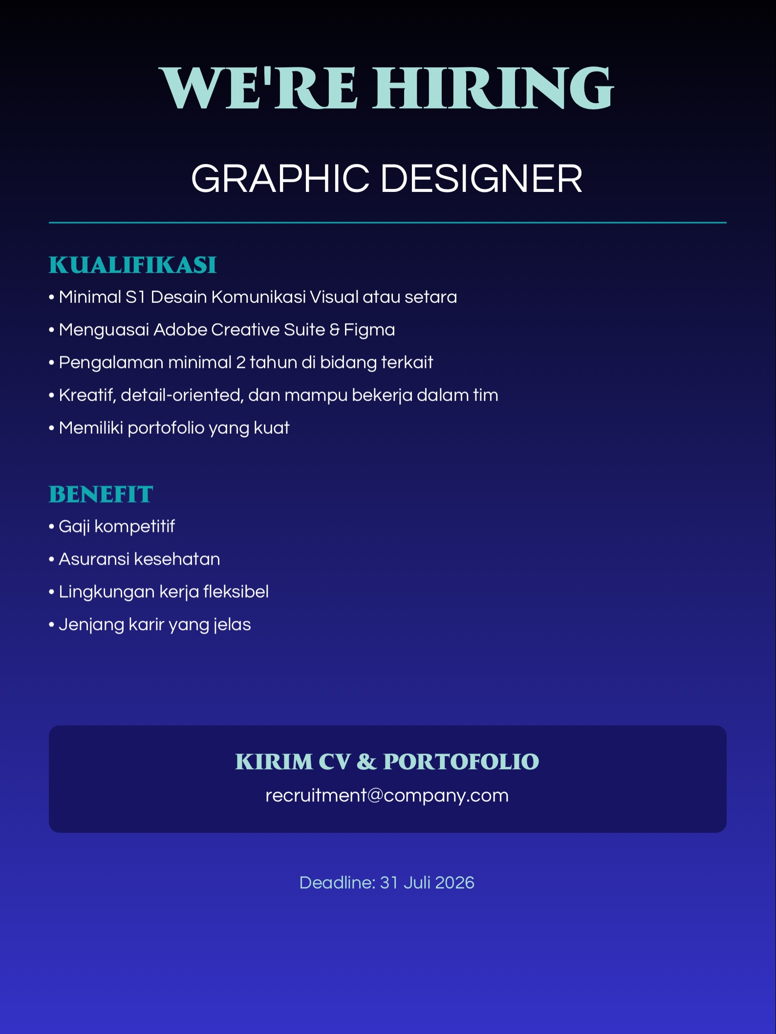 Poster lowongan Karyawan Toko
