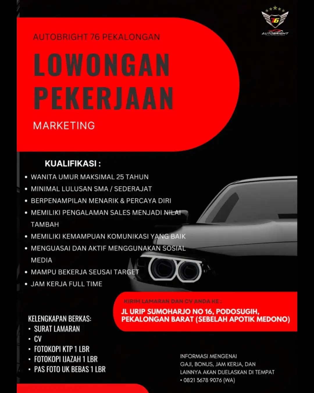 Poster lowongan Marketing