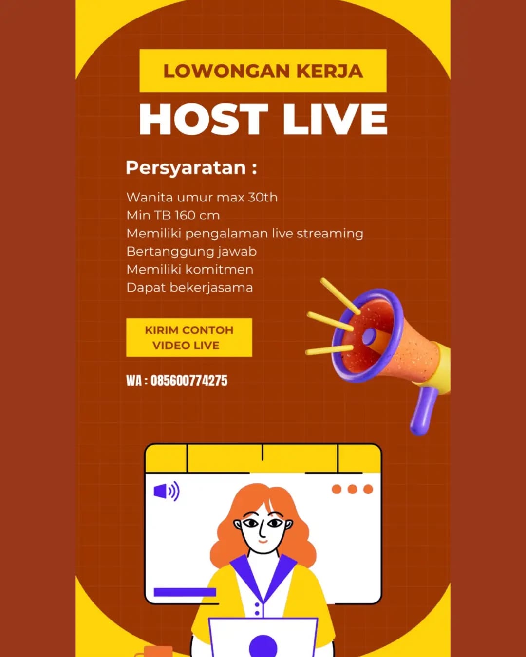 Poster lowongan Host Live