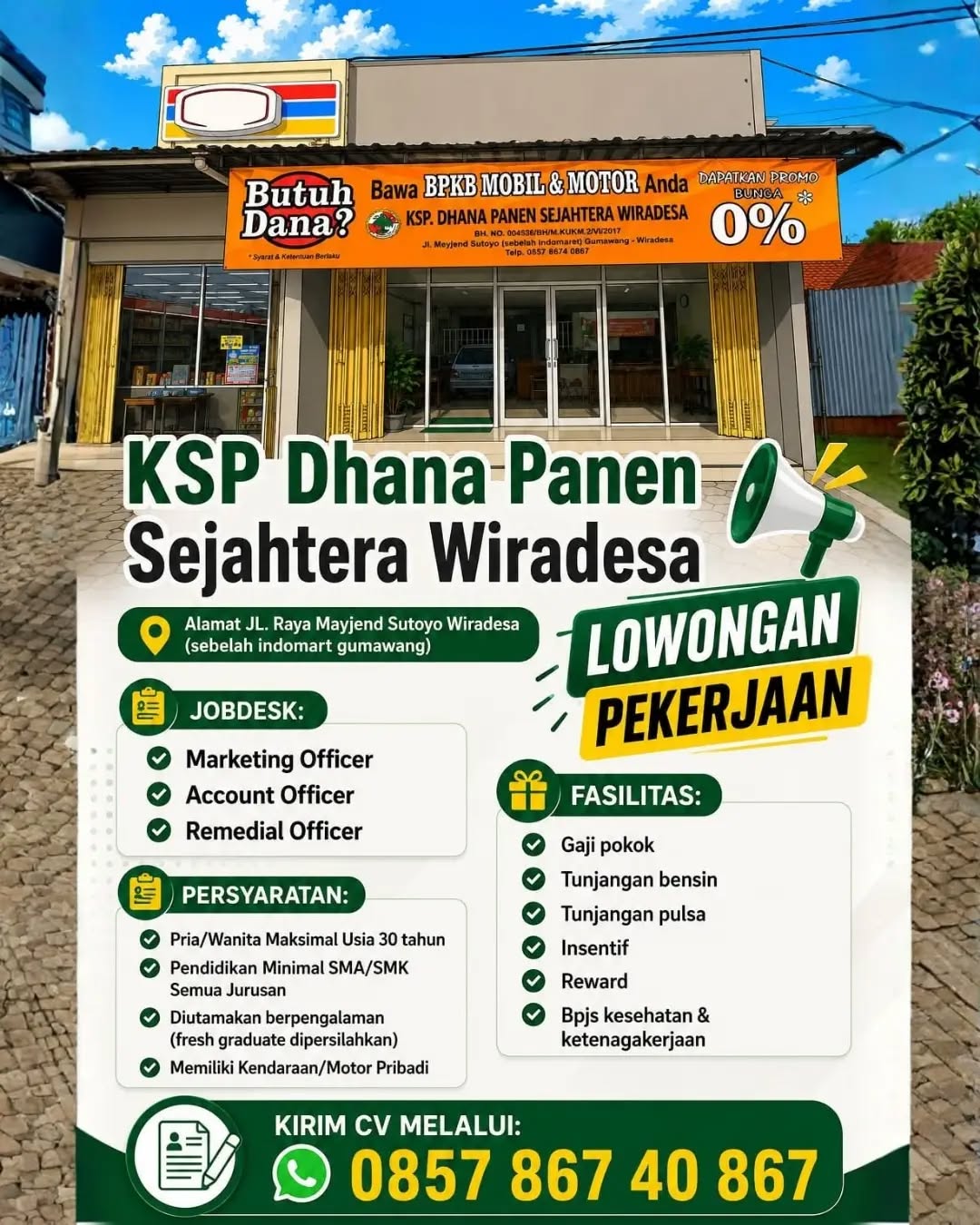 Poster lowongan Marketing Officer / Account Officer / Remedial Officer