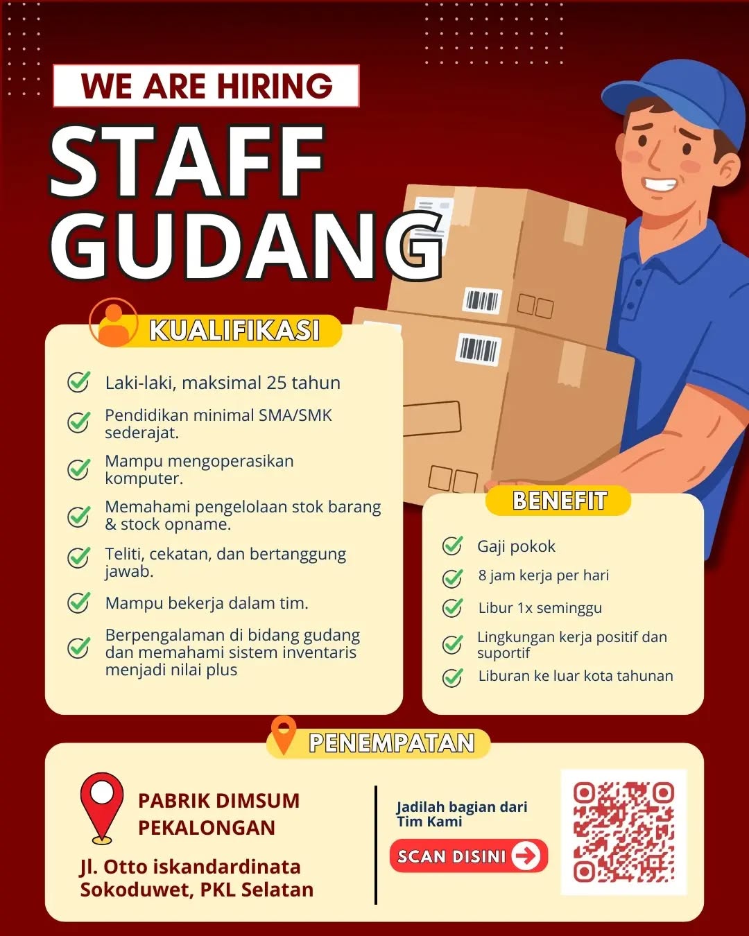 Poster lowongan Staff Gudang