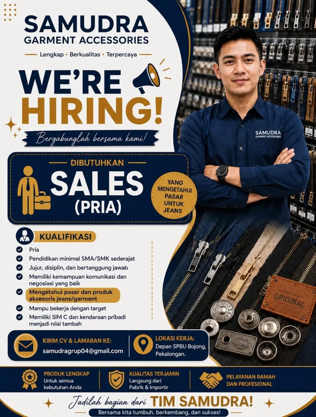 Poster lowongan Sales (Pria)