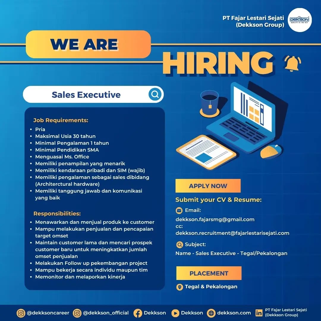Poster lowongan Sales Executive
