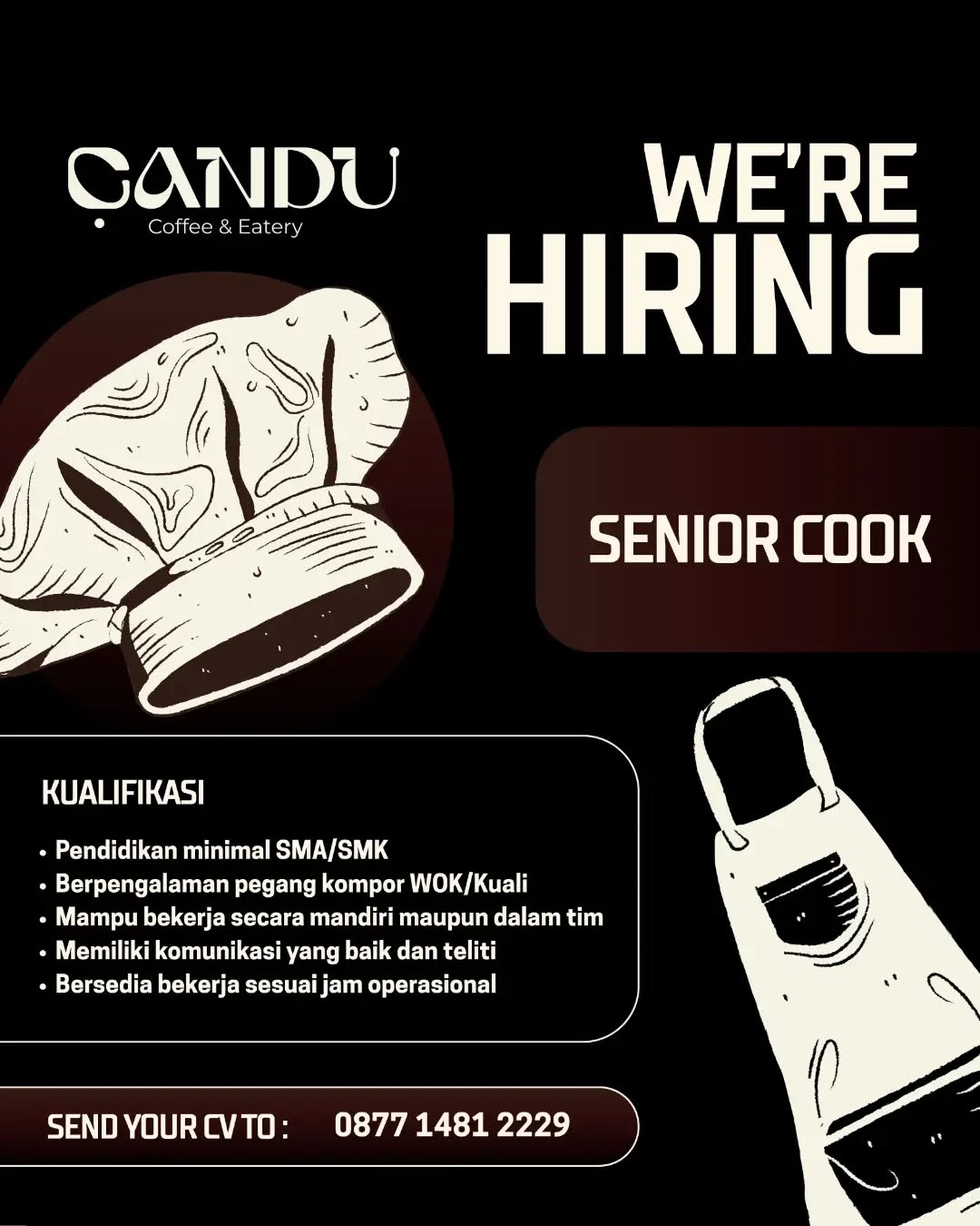 Poster lowongan Senior Cook