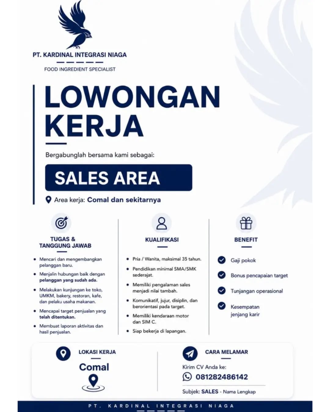 Poster lowongan Sales Area