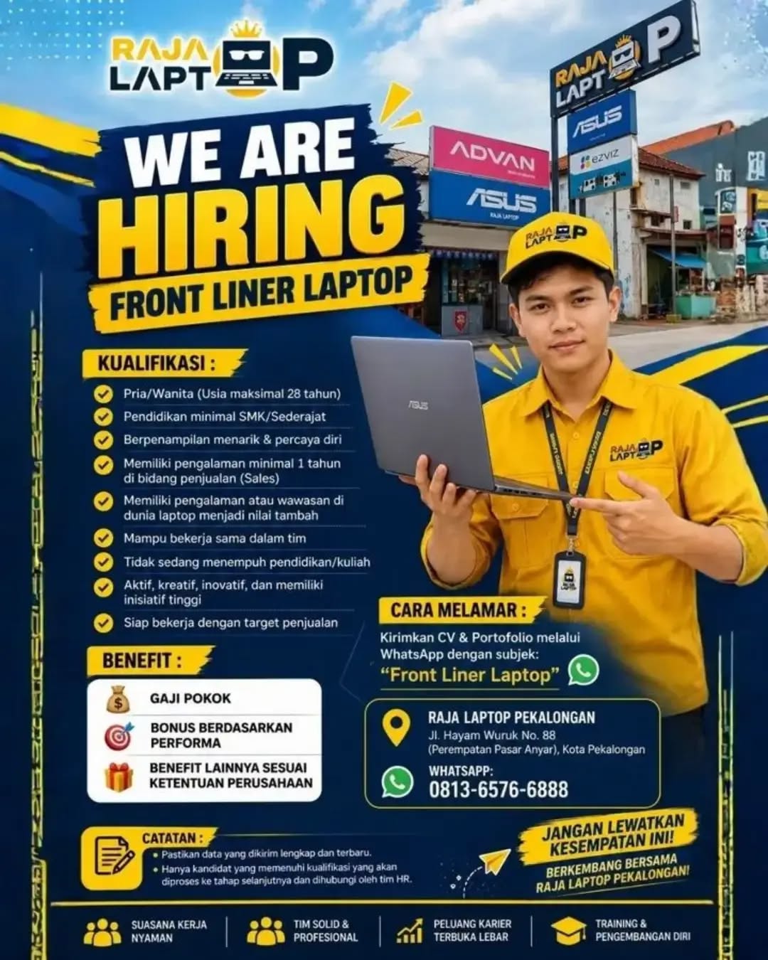 Poster lowongan Front Liner Laptop