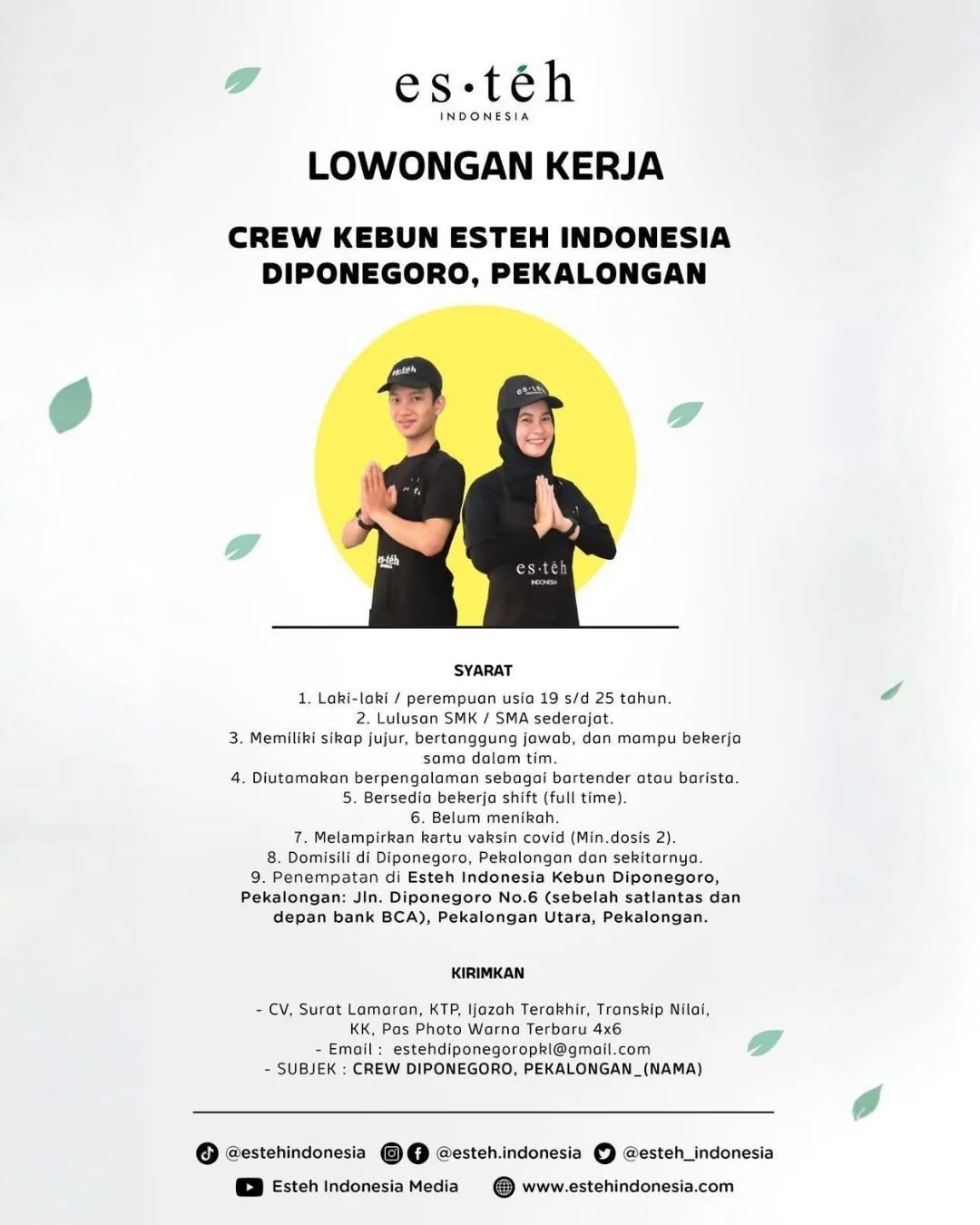 Poster lowongan Crew Kebun
