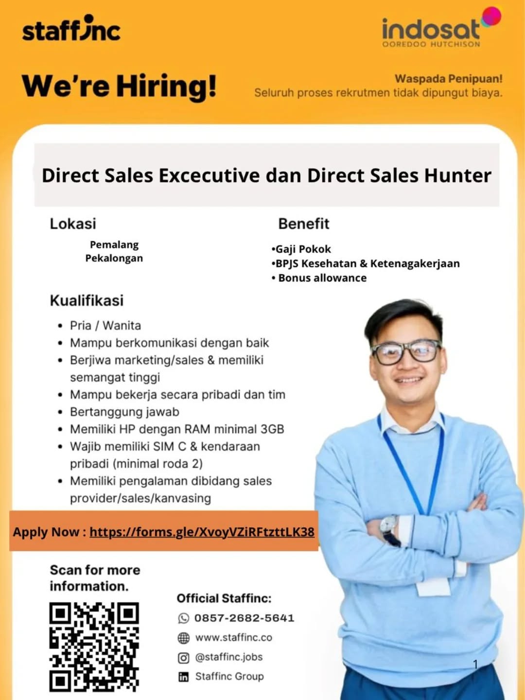 Poster lowongan Direct Sales Executive & Direct Sales Hunter