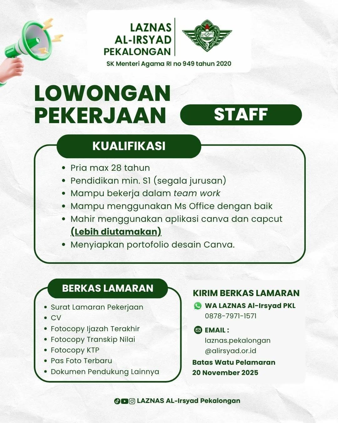 Poster lowongan Staff