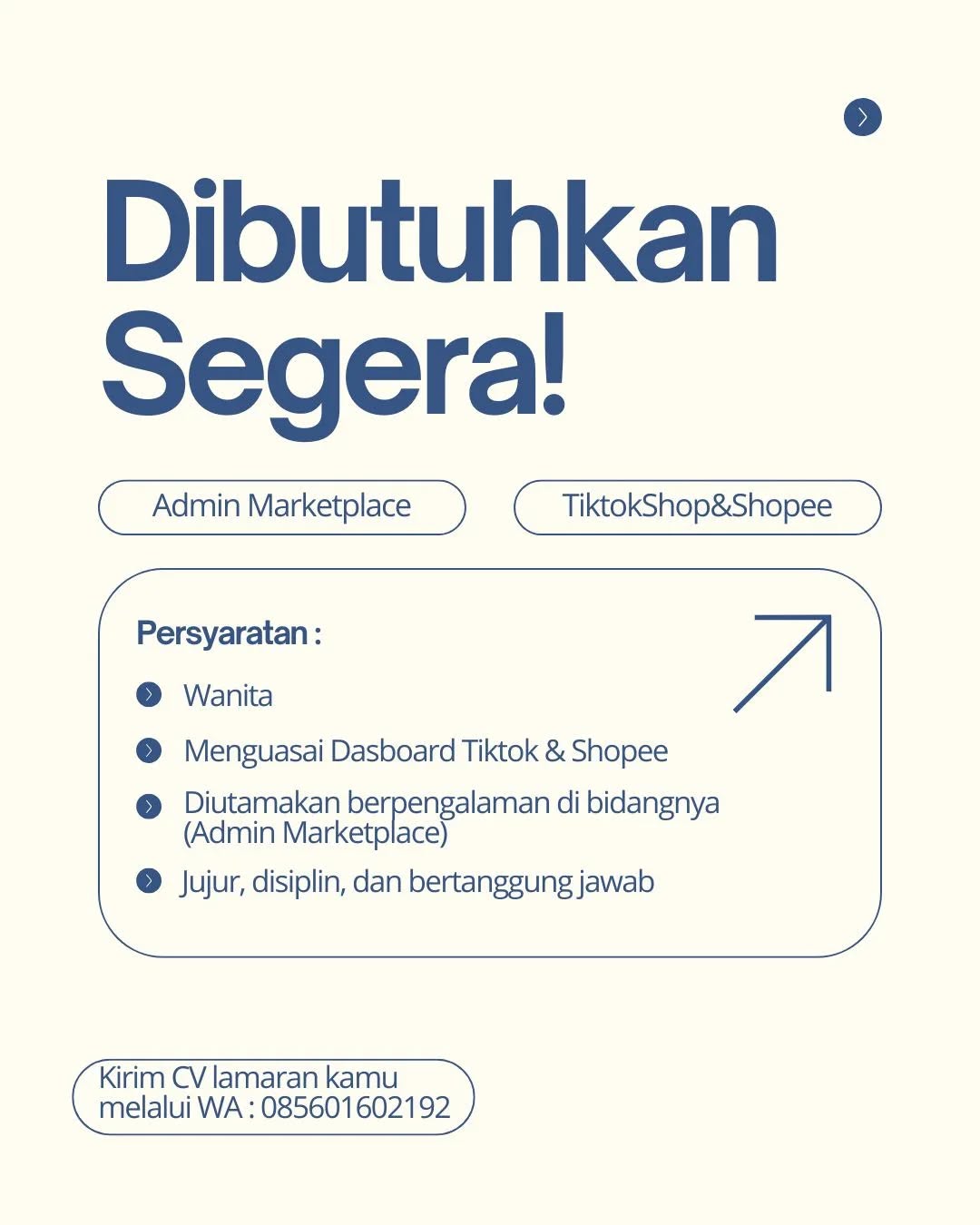 Poster lowongan Admin Marketplace