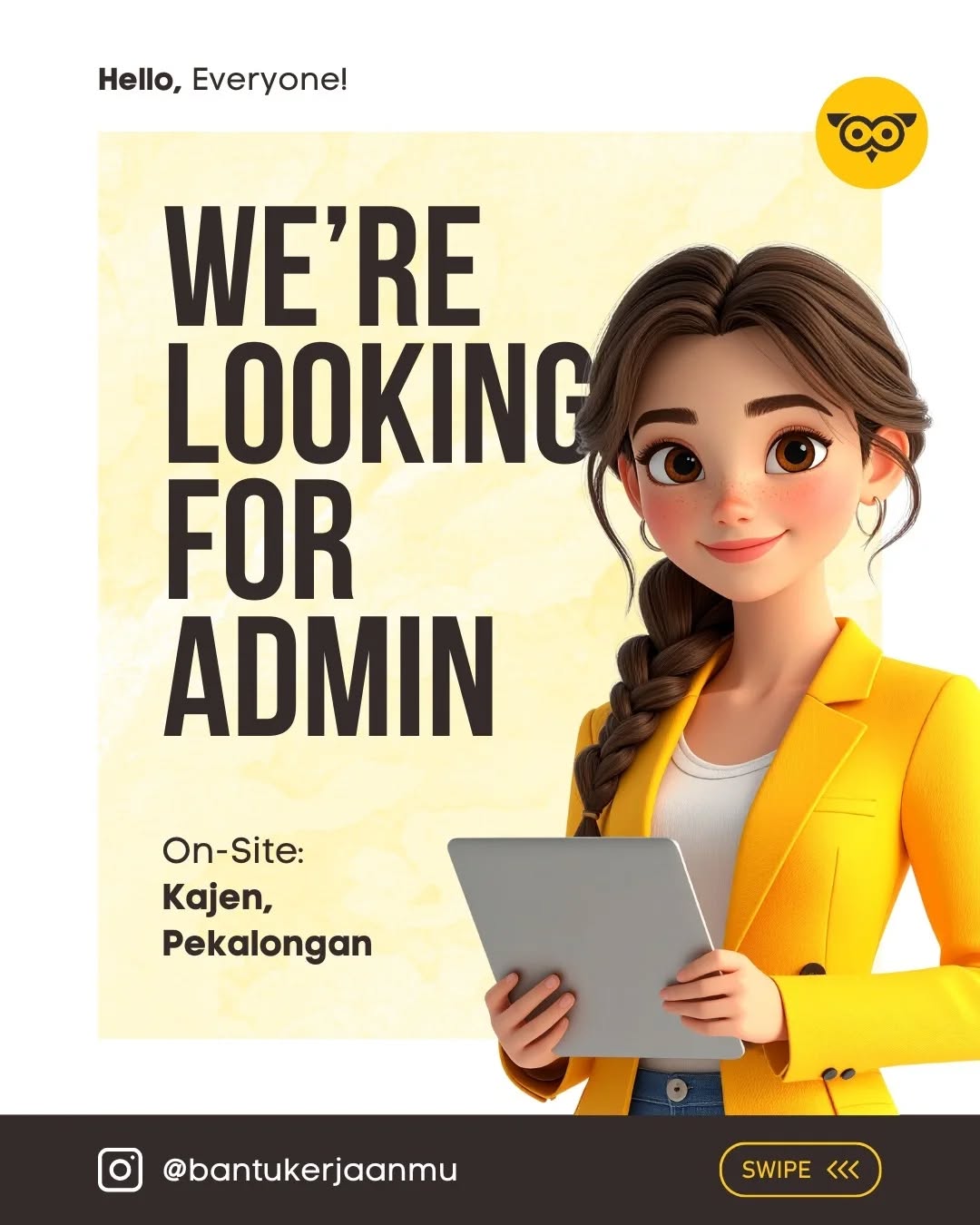 Poster lowongan Admin On-Site