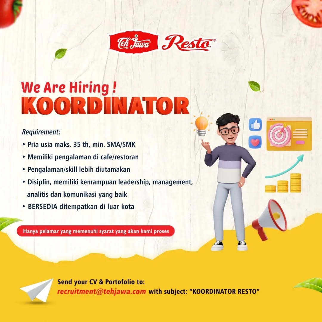 Poster lowongan Koordinator Resto