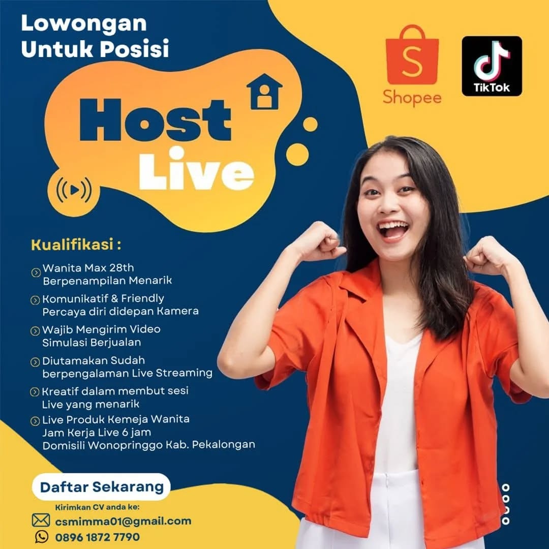 Poster lowongan Host Live