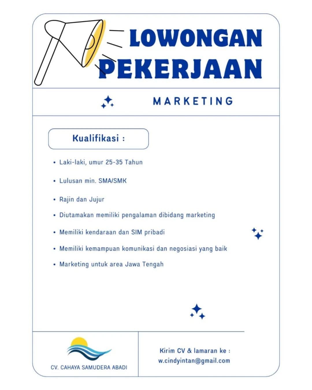 Poster lowongan Marketing