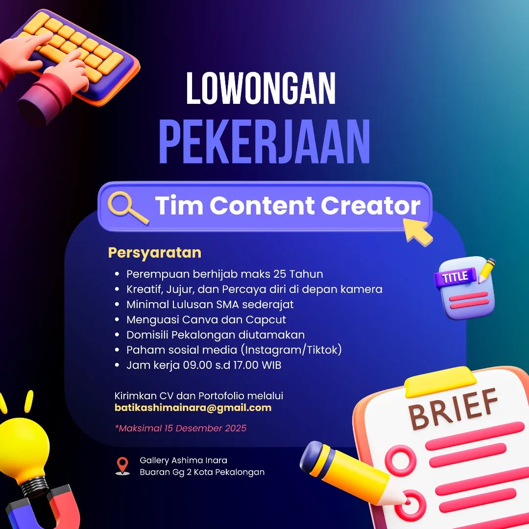 Poster lowongan Tim Content Creator