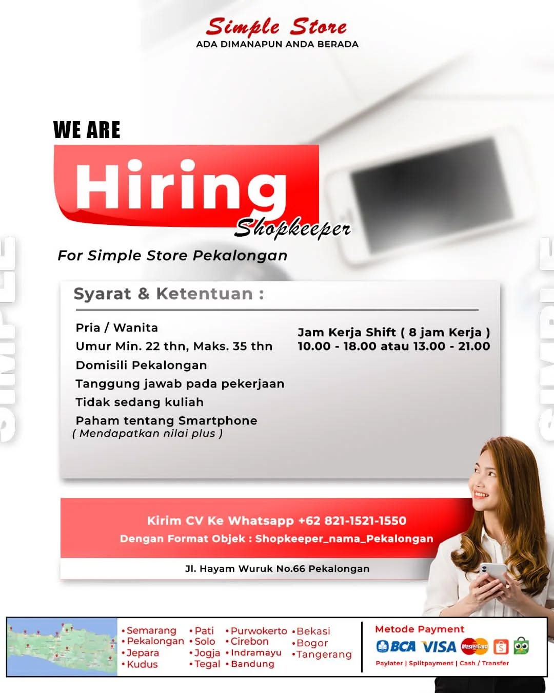 Poster lowongan Shopkeeper