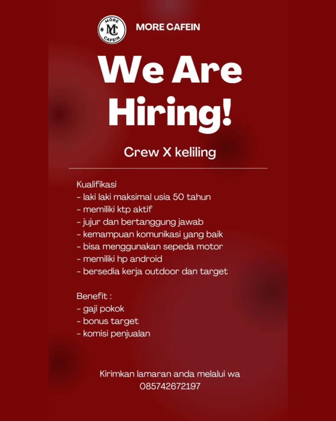 Poster lowongan Crew Keliling