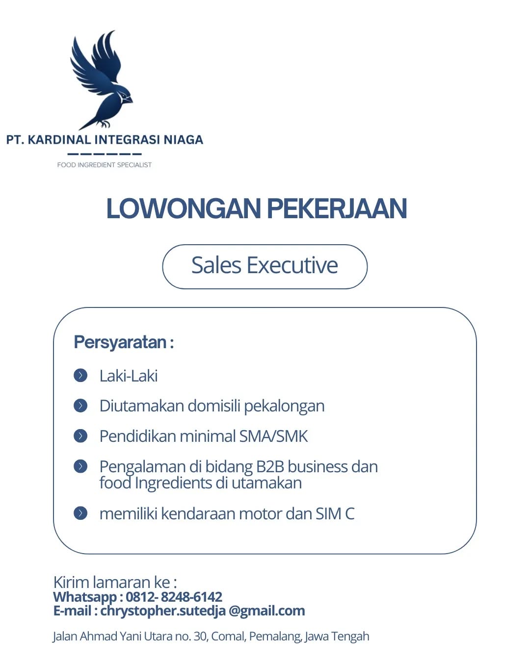 Poster lowongan Sales Executive