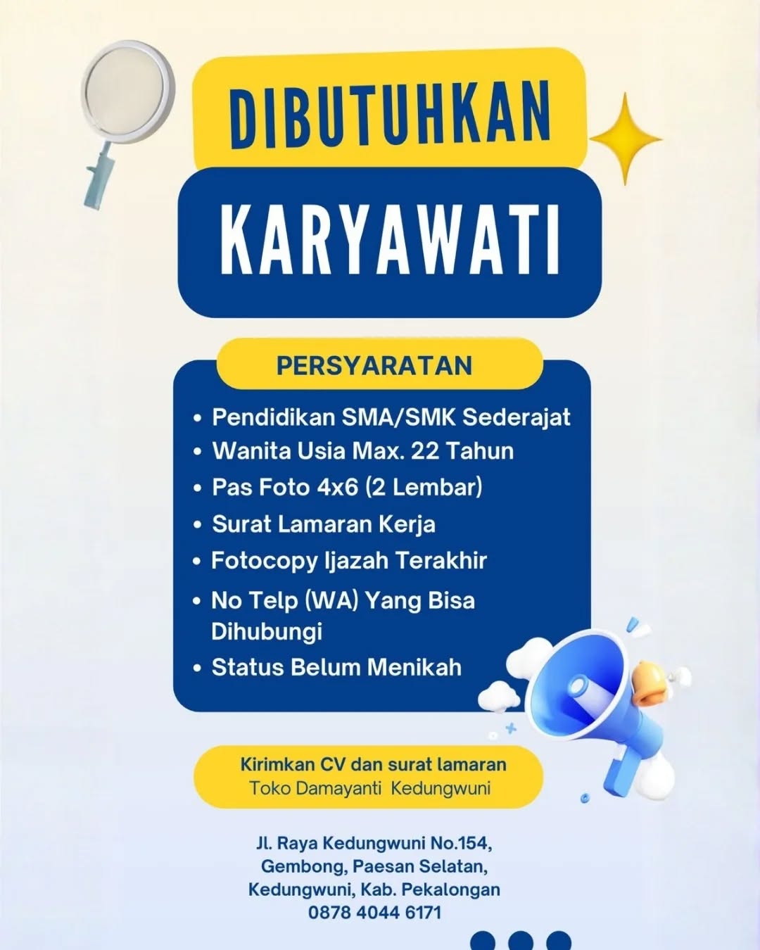 Poster lowongan Karyawati
