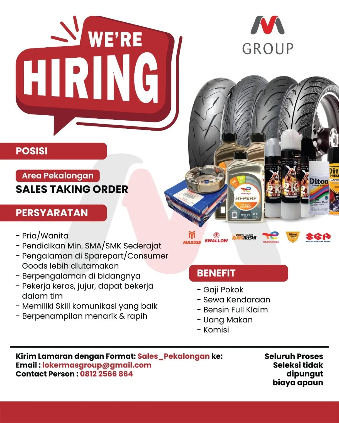 Poster lowongan Sales Taking Order