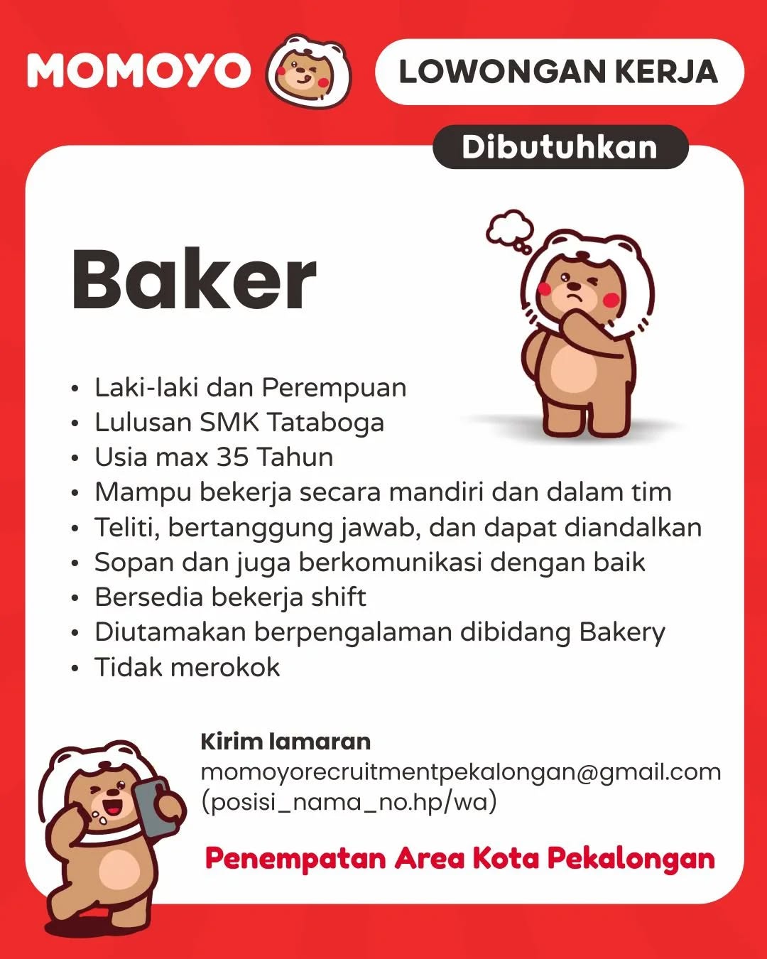 Poster lowongan Baker