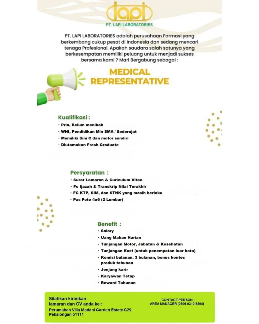 Poster lowongan Medical Representative