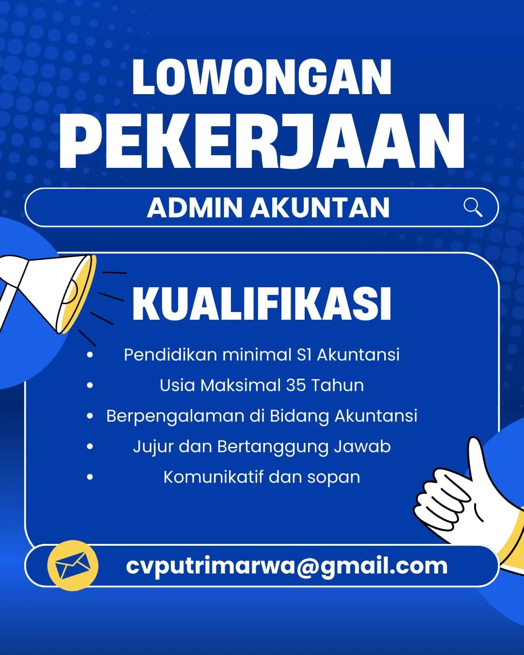 Poster lowongan Admin Akuntan