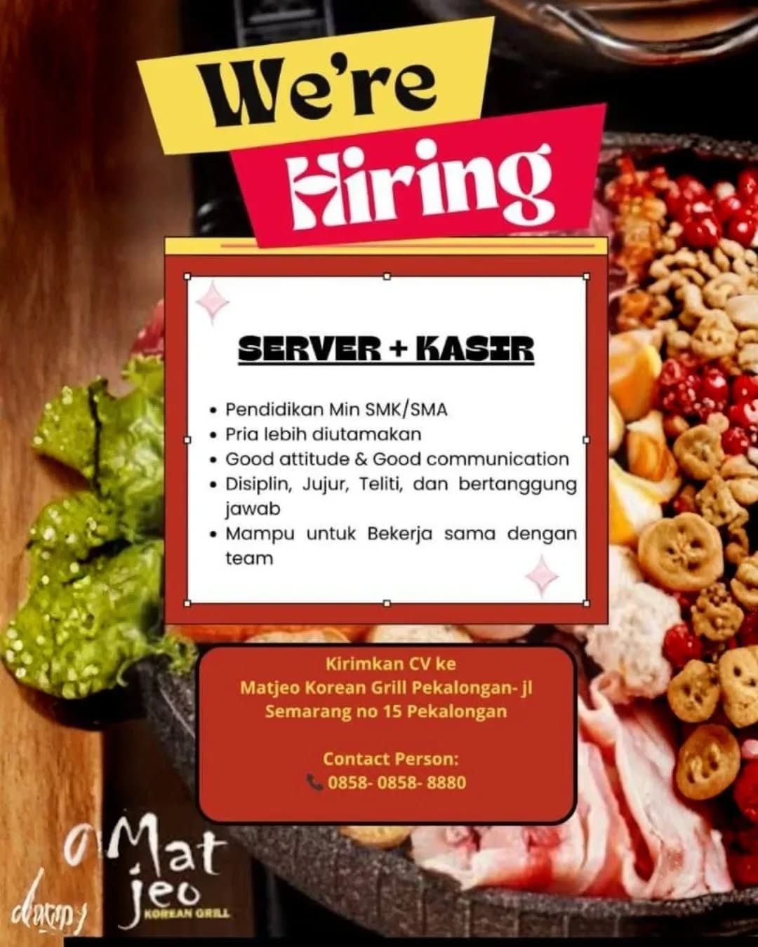 Poster lowongan Server & Kasir
