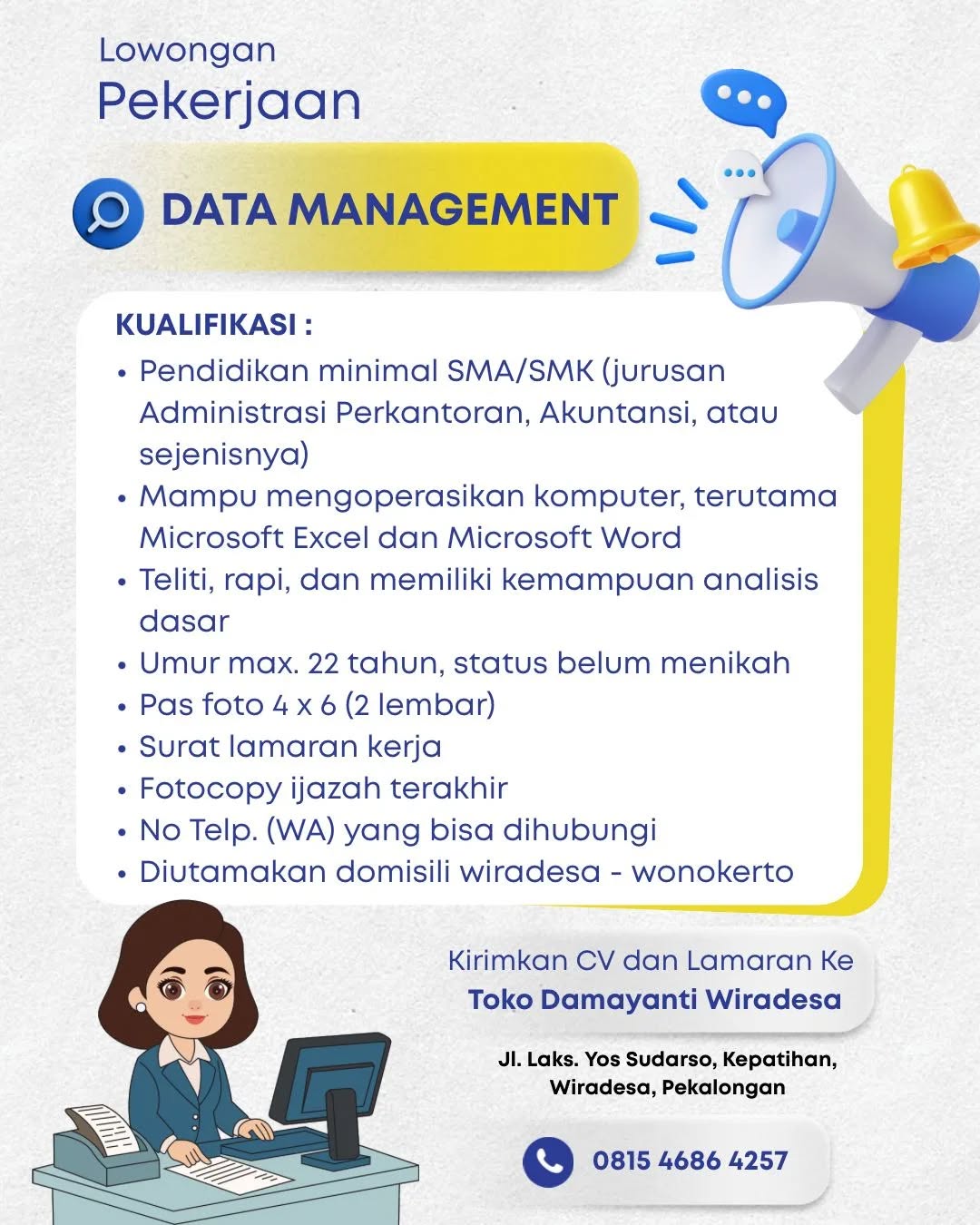 Poster lowongan Data Management