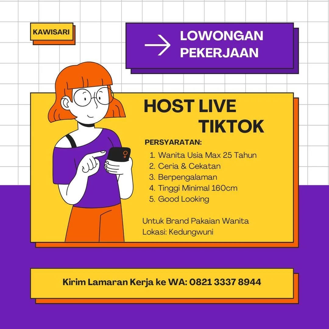 Poster lowongan Host Live TikTok