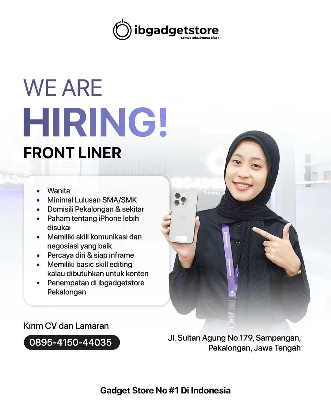Poster lowongan Front Liner
