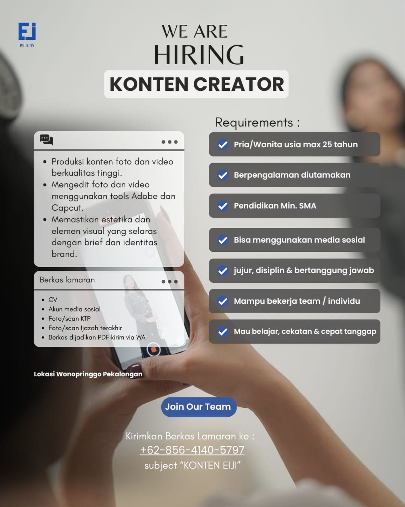 Poster lowongan Konten Creator