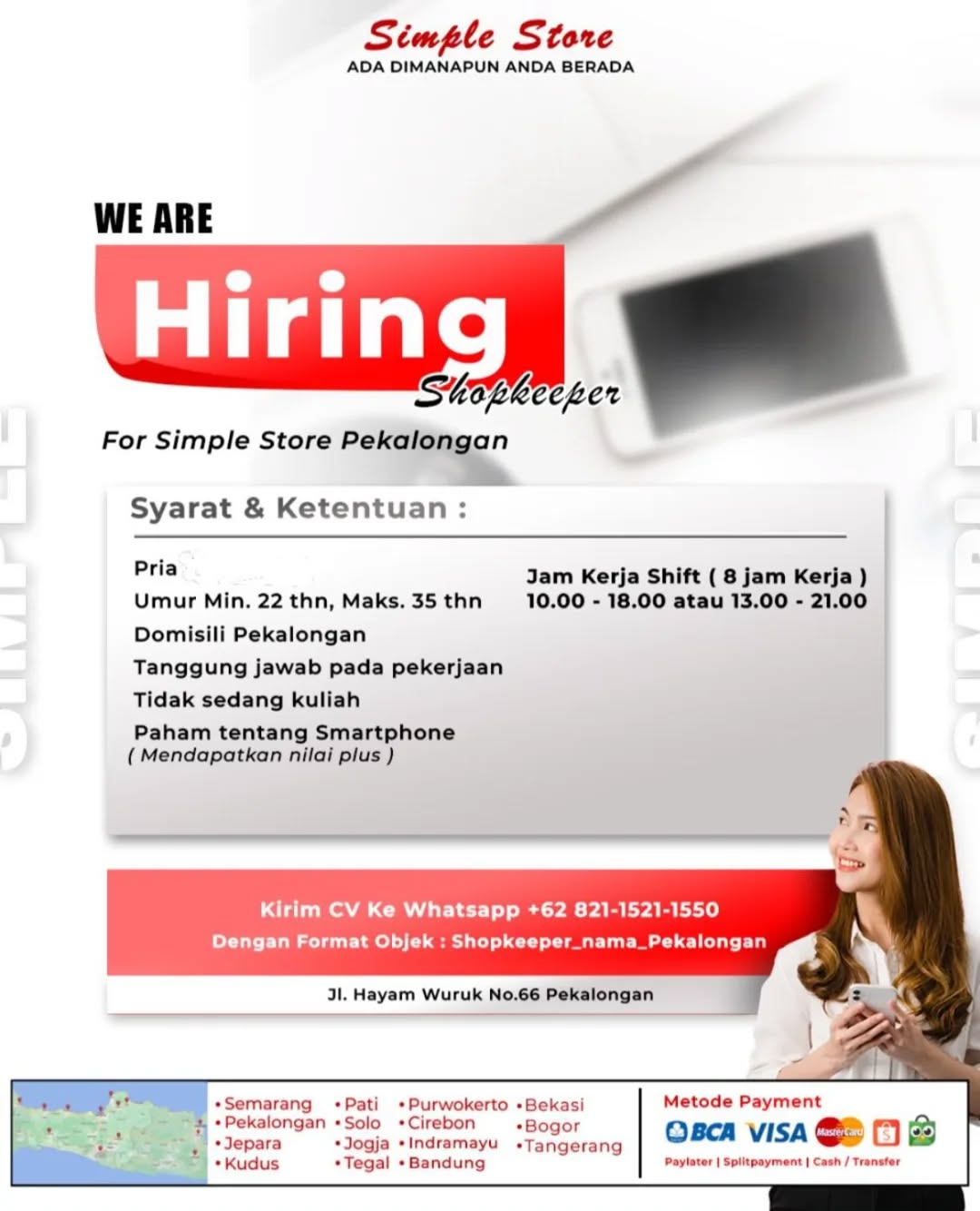 Poster lowongan Shopkeeper