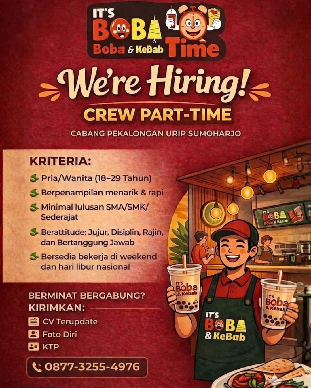 Poster lowongan Crew Part Time