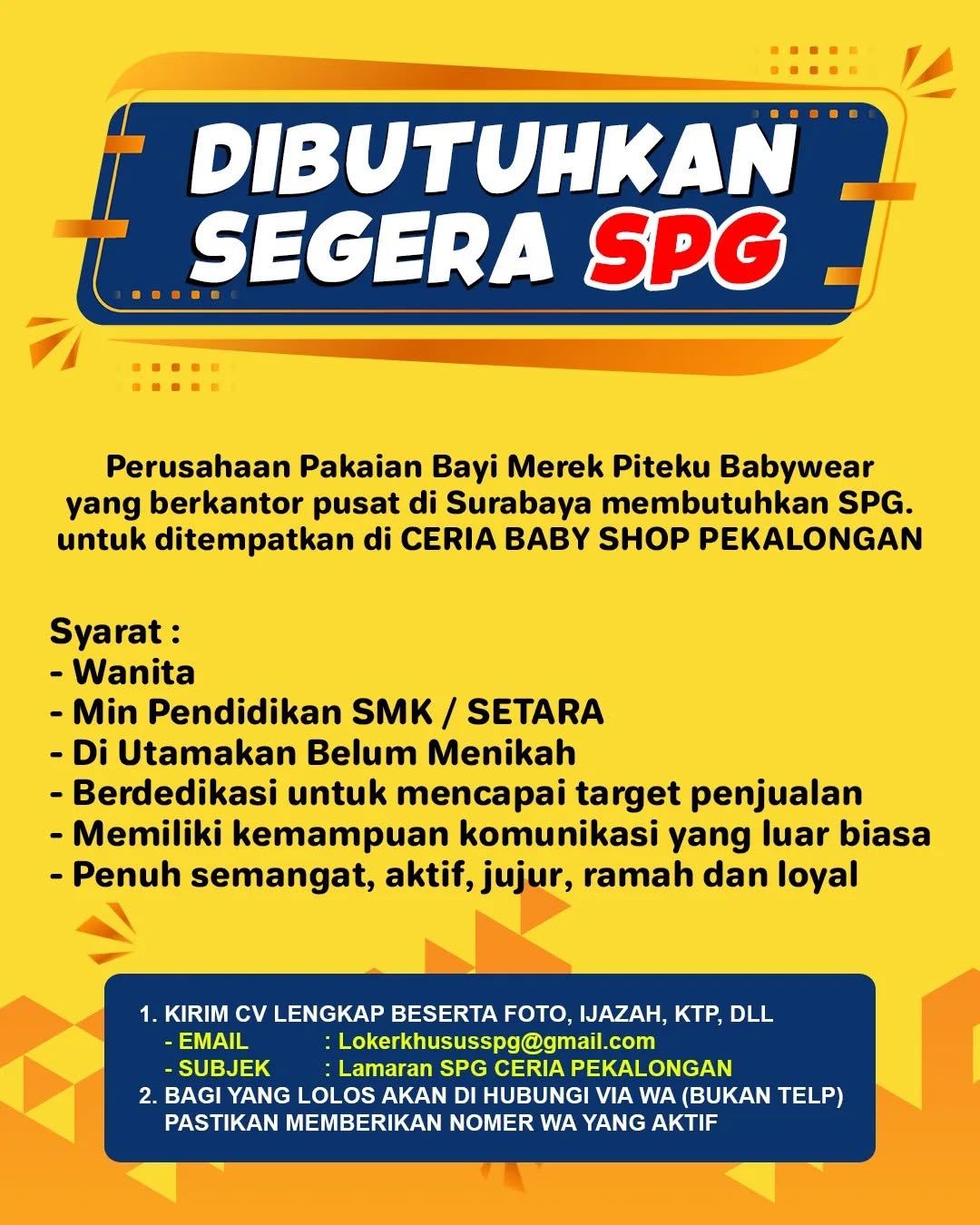Poster lowongan SPG