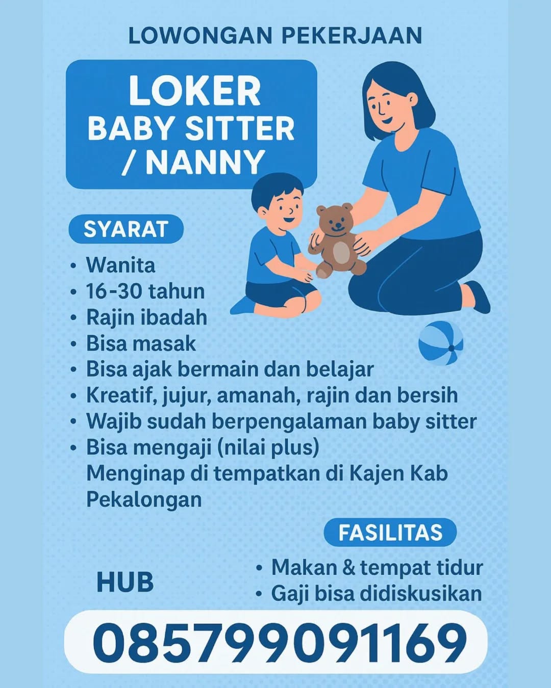 Poster lowongan Baby Sitter / Nanny
