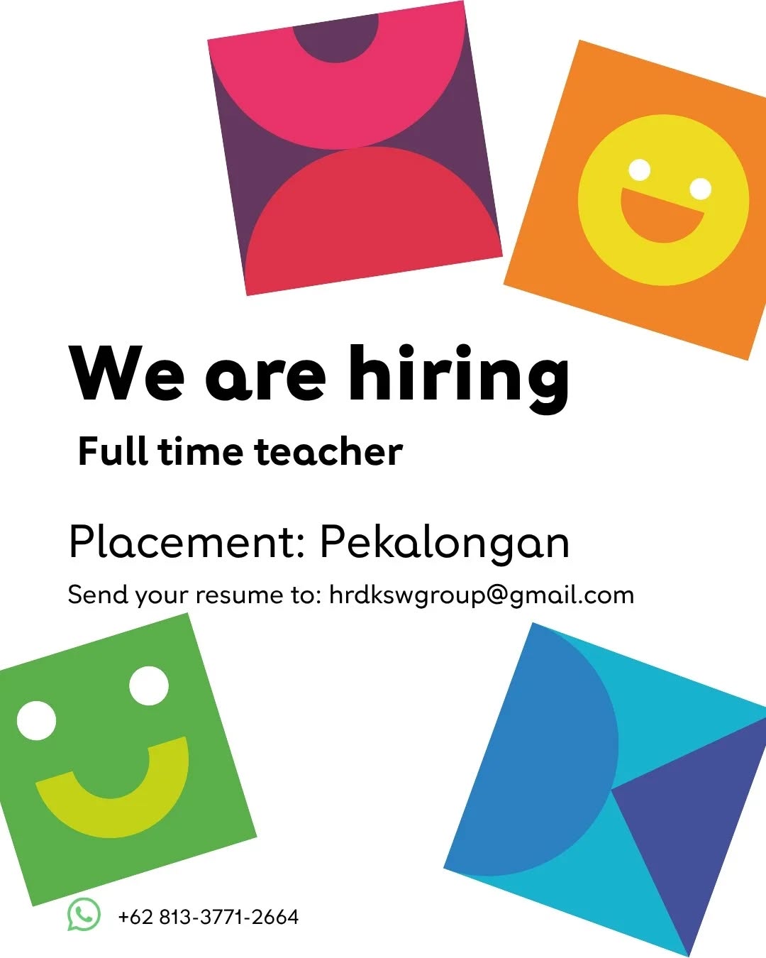 Poster lowongan Full Time Teacher