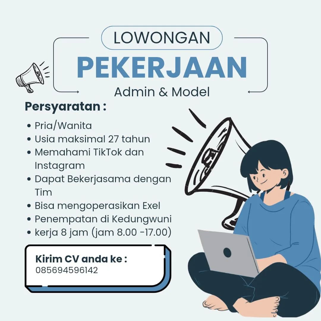 Poster lowongan Admin & Model