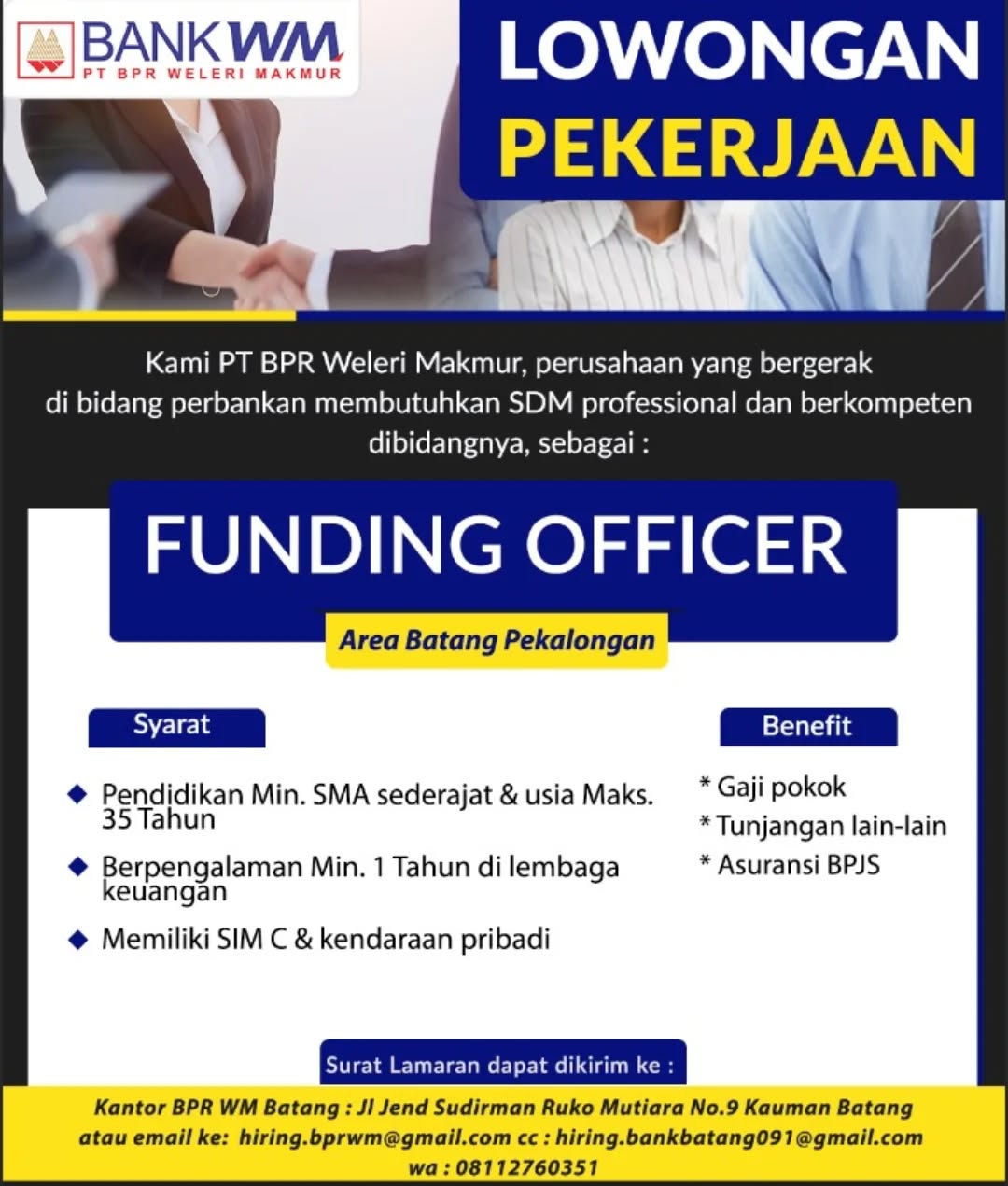 Poster lowongan Funding Officer
