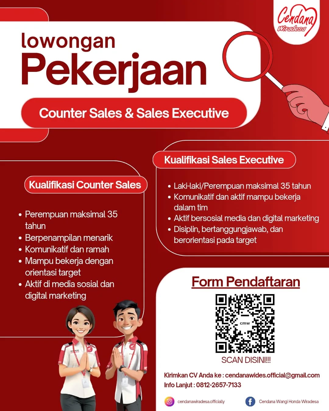 Poster lowongan Counter Sales & Sales Executive
