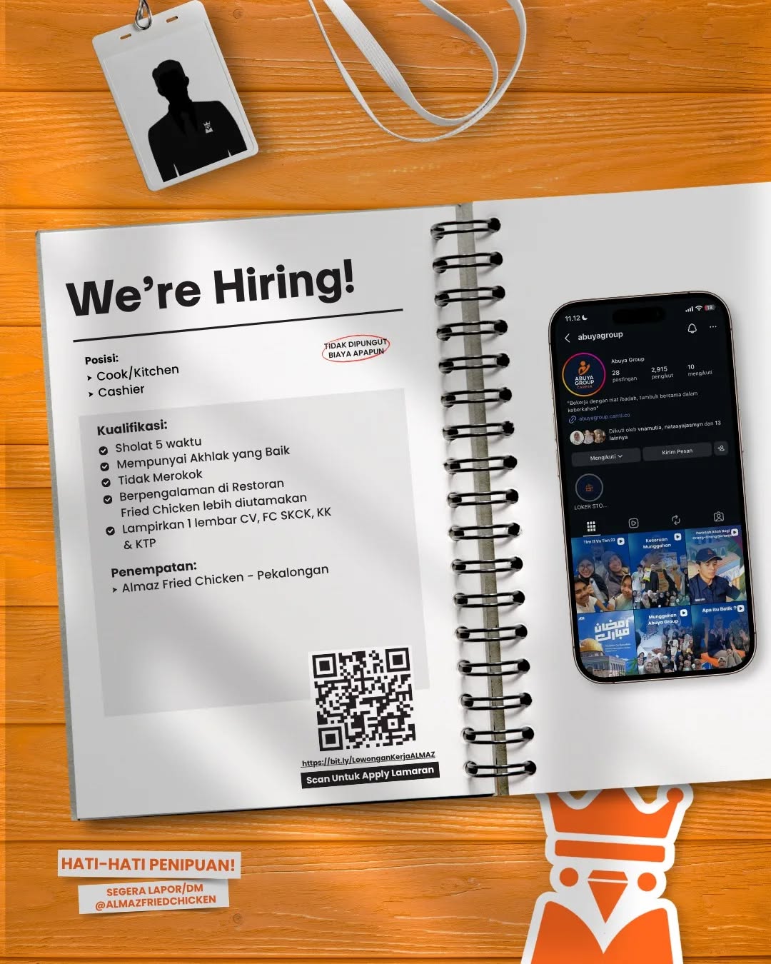 Poster lowongan Cook/Kitchen & Cashier