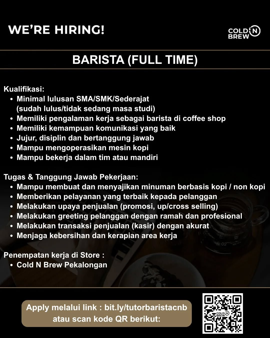 Poster lowongan Barista