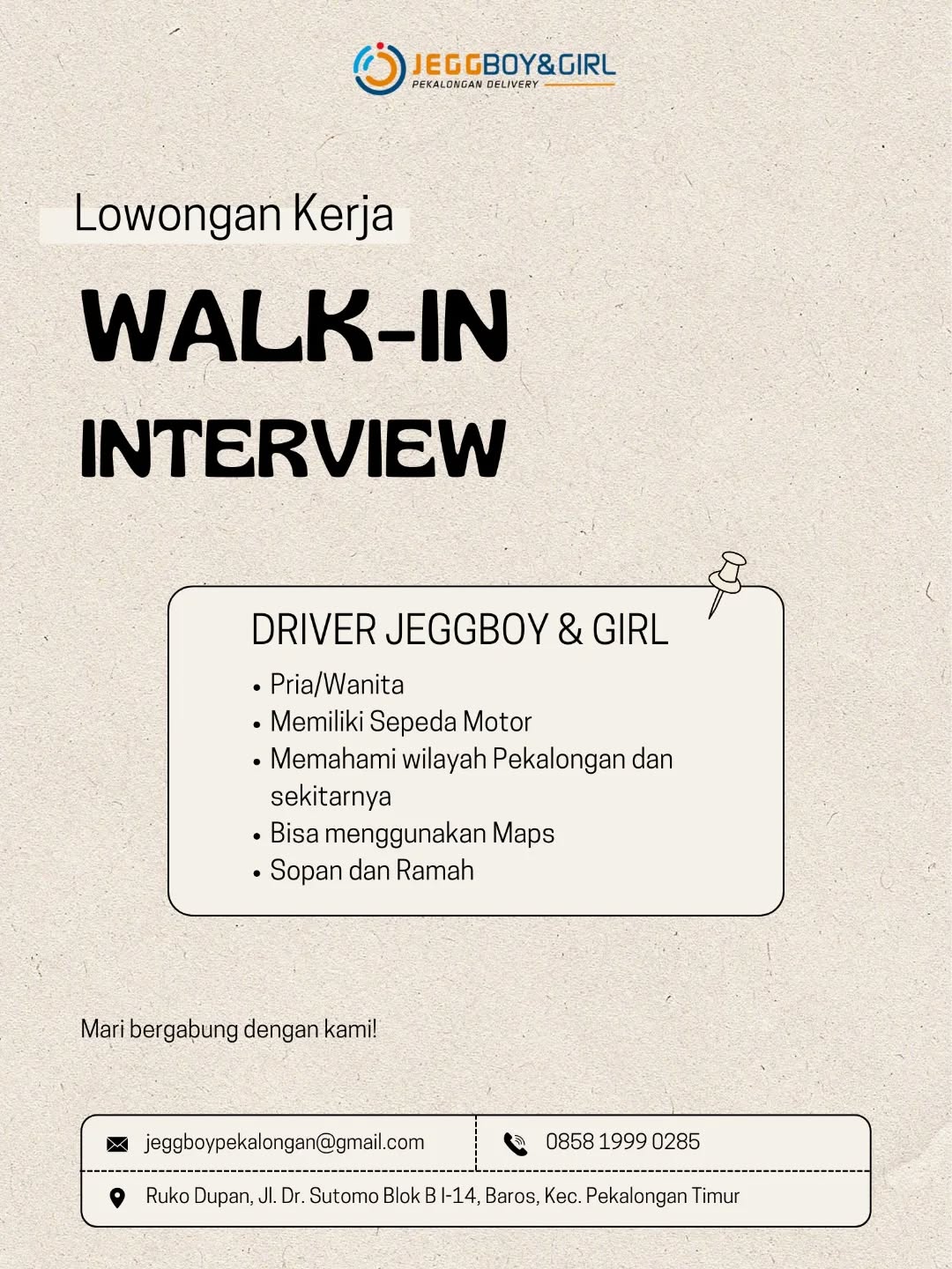 Poster lowongan Driver