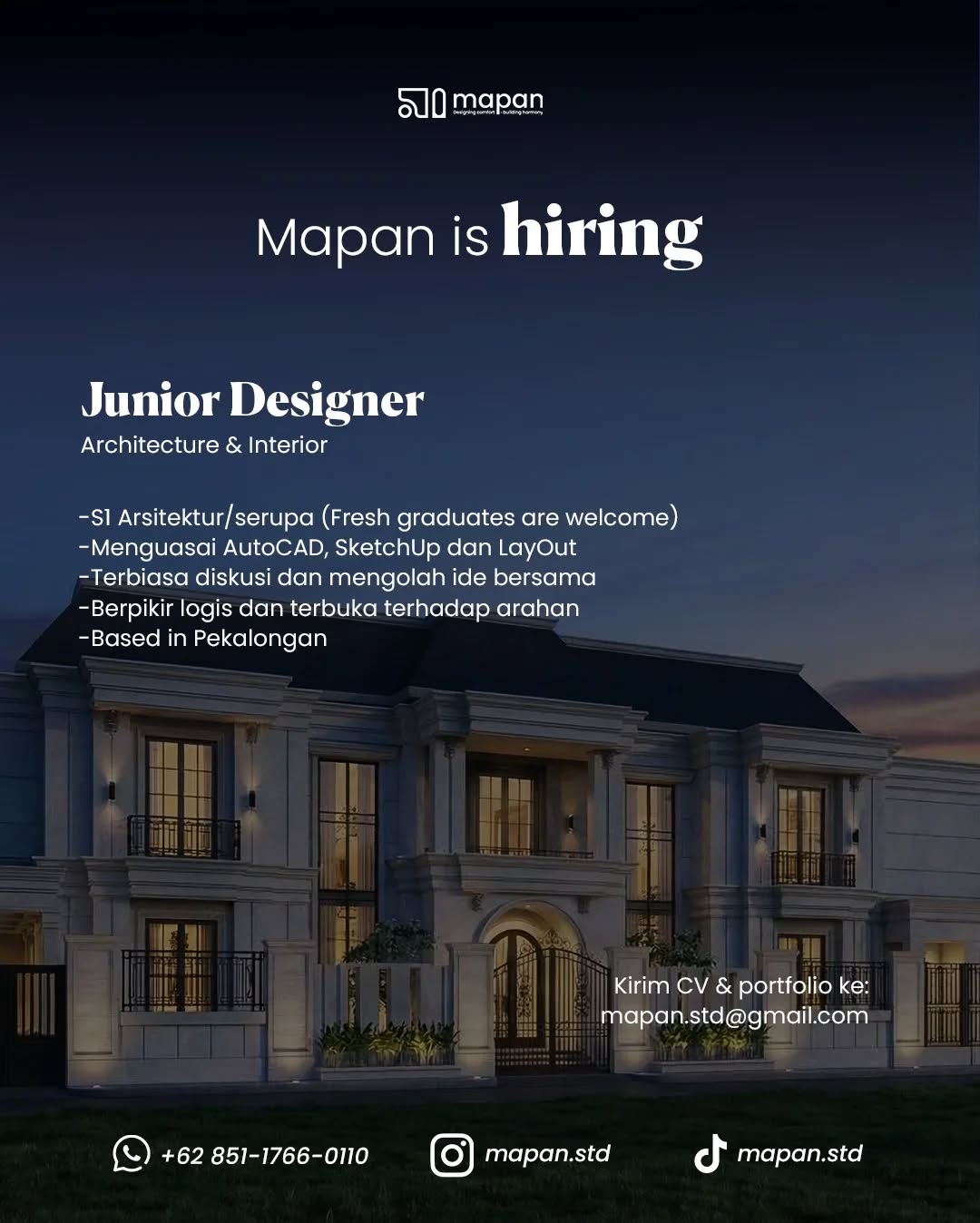 Poster lowongan Junior Designer