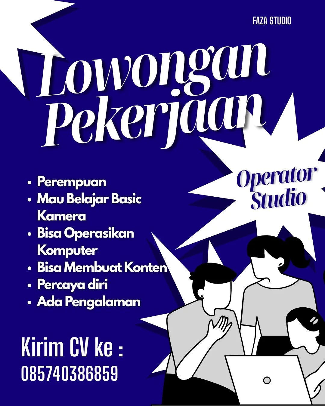 Poster lowongan Operator Studio