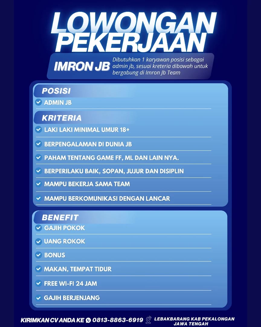 Poster lowongan Admin JB